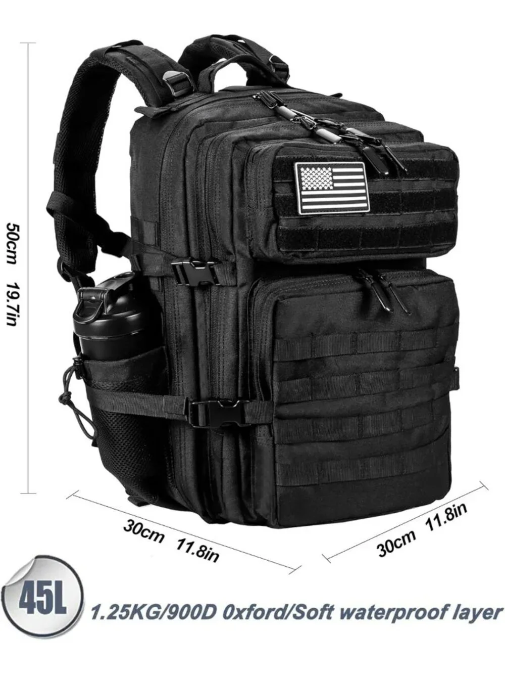 45L Tactical Backpack for Men & Women - Large Military Assault Pack with Molle